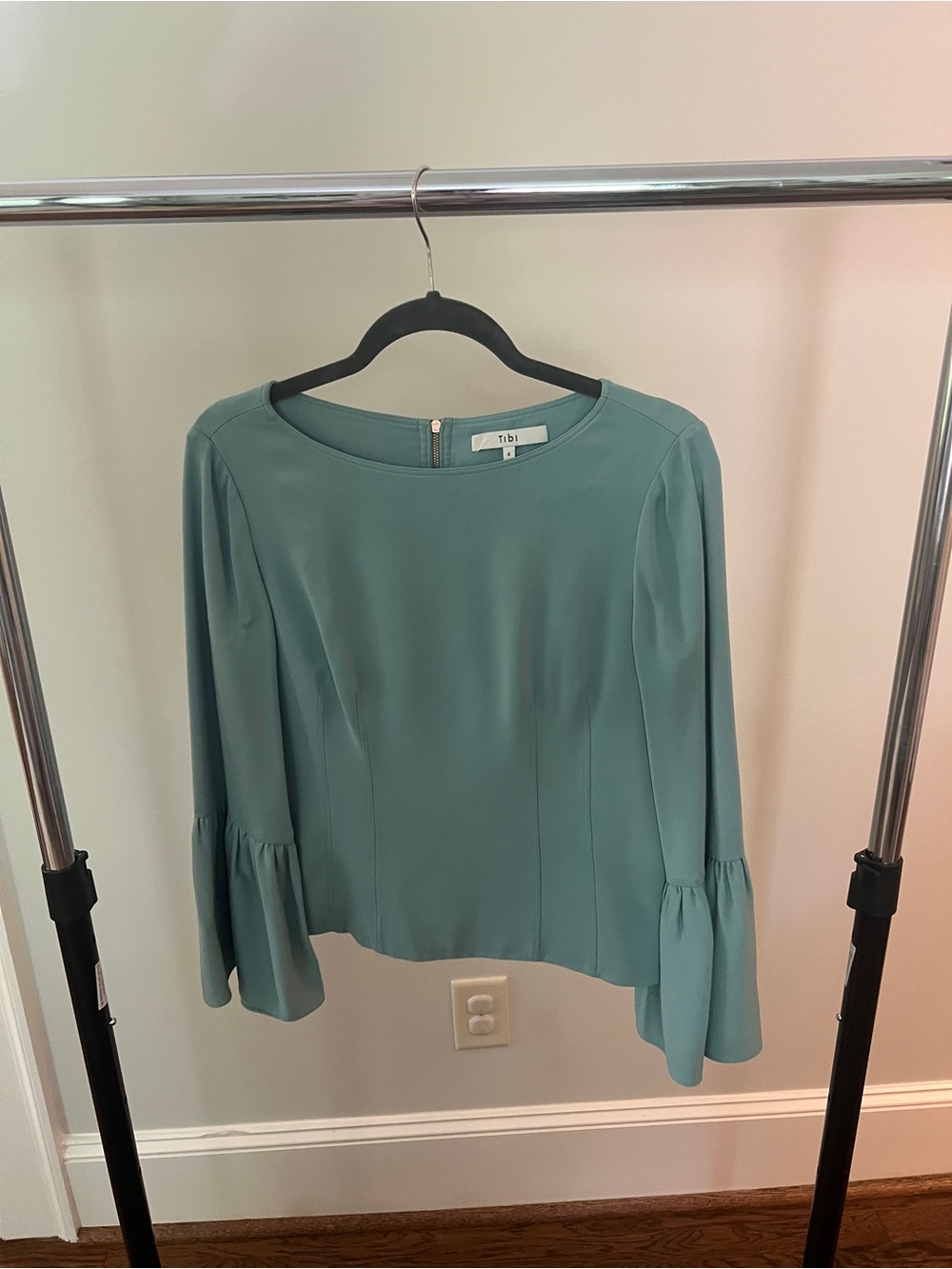 Tibi Seafoam Green Bell-Sleeve Blouse